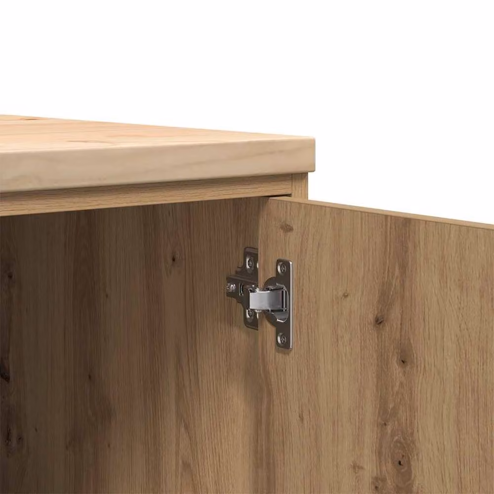 Berkfield Home Artisan Oak Garage Storage Cabinet in Brown, Solid Wood Pine, W/D/H: 30 x 51 x 85 cm – 3