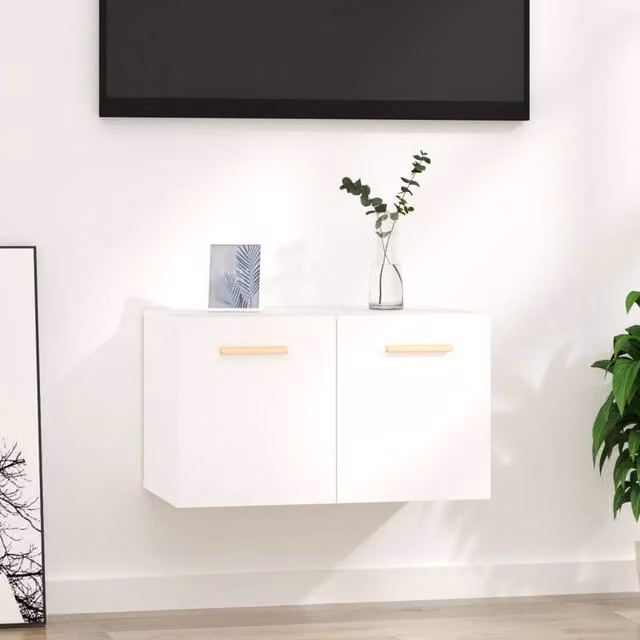 Berkfield Home White Wall Mounted Cabinet with Hinged Doors, W/D/H: 60 x 35 x 35 cm – 1