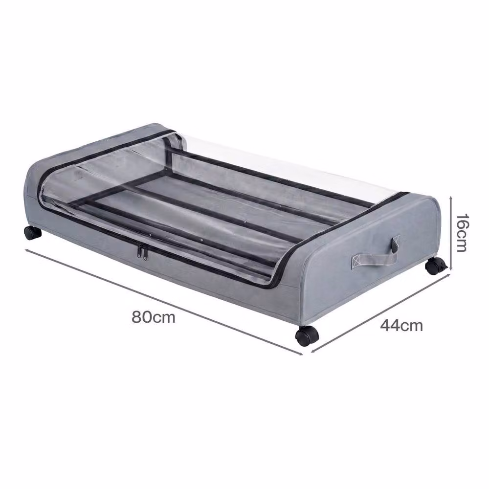 KORVIXA Grey and Transparent Underbed Storage Boxes with Lids – 2