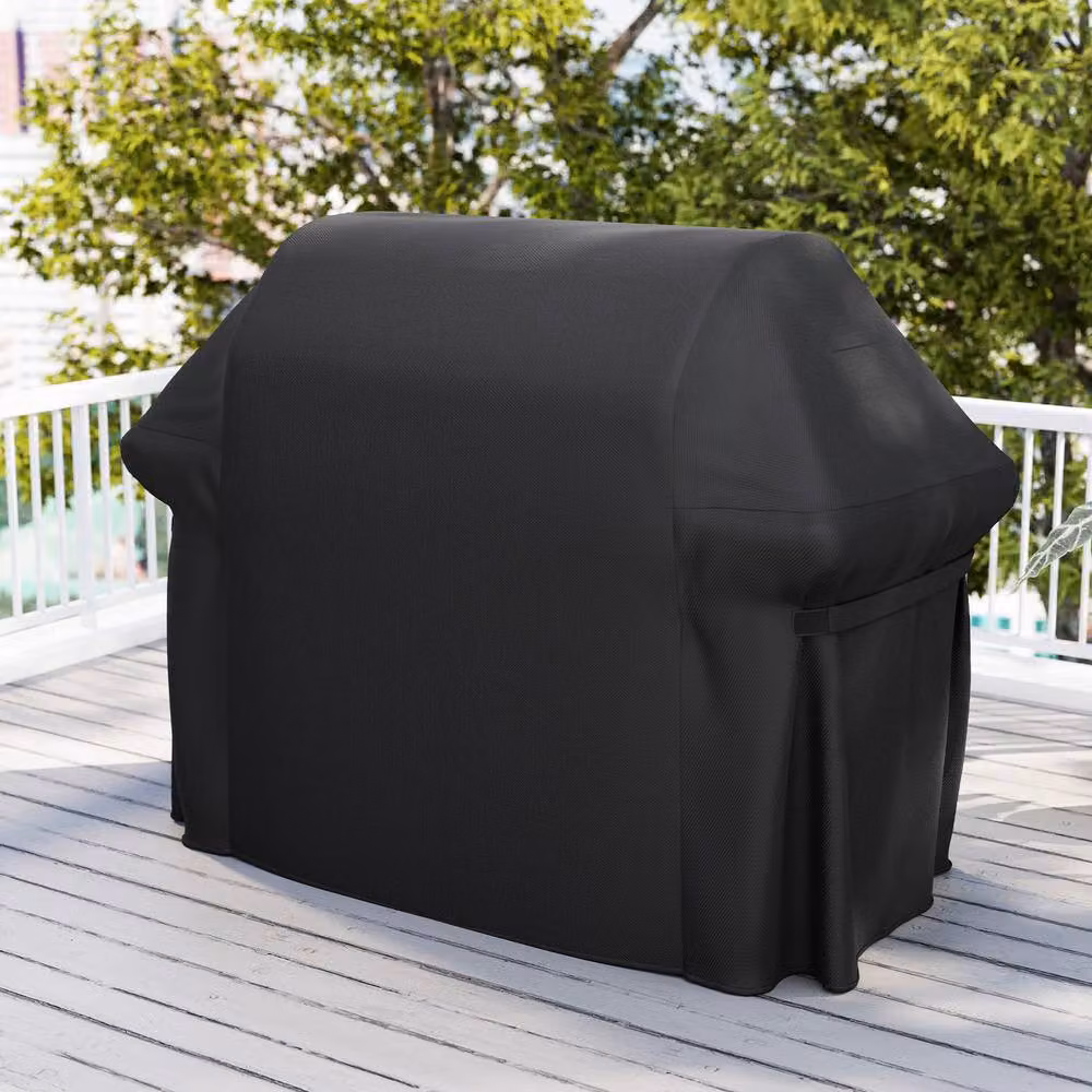 Costway Heavy Duty Waterproof PVC Gas Grill Cover with Dual Handles, Black, W/D/H: 151 x 113 x 113 cm – 6