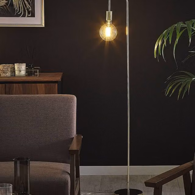 Wyld and Coco Gold Floor Lamp with Metal Arched Frame and Glass LED Bulb – 1