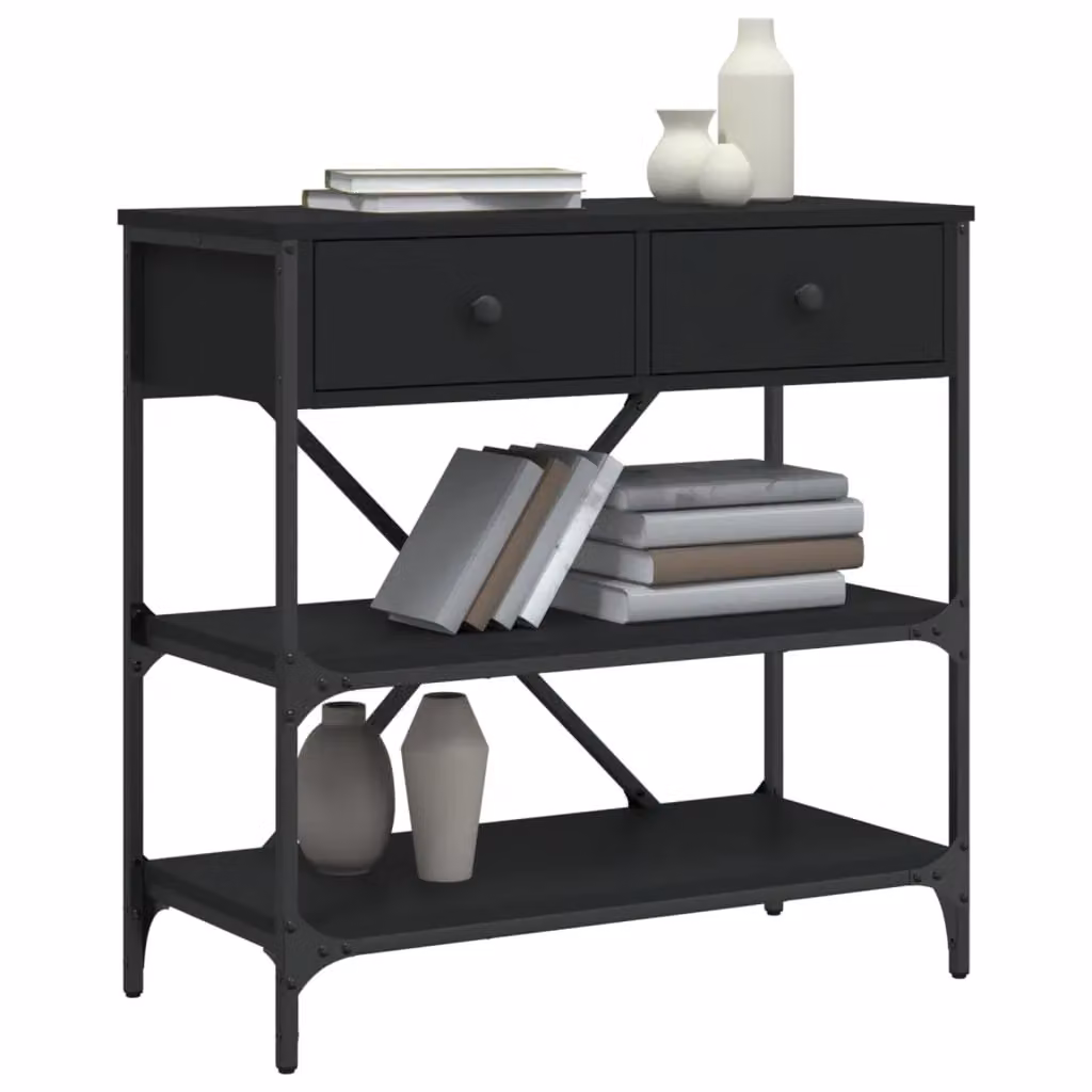 Berkfield Home Black Industrial Console Table with X-Frame Design, W/D/H: 75 x 34.5 x 75 cm – 3