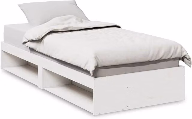 Berkfield Home Rustic White Solid Pine Day Bed without Mattress W/D/H: 200 x 80 x 30 cm