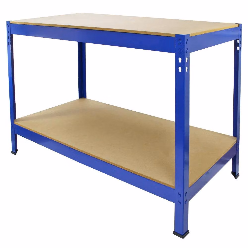 Monstershop T-Rax 2 x Blue and Metal Storage Workbench with Adjustable Shelves, W/D/H: 150 x 75 x 30 cm – 5