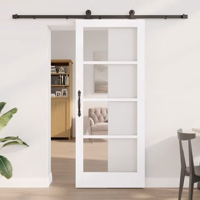 Berkfield Home Orkdal Sliding Door with Hardware Set in White, W: 83 cm, H: 202 cm
