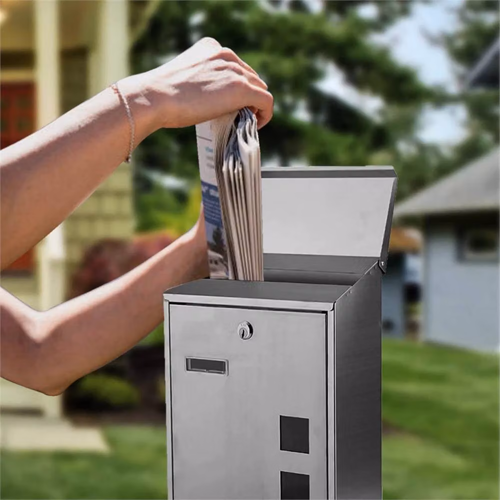 VOGREX Lockable Stainless Steel Wall Mounted Mailbox in Silver – 4