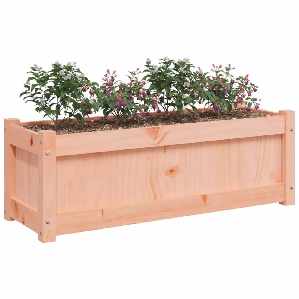 Berkfield Home Brown Solid Wood Douglas Garden Planter W: 90 cm, D: 31 cm, H: 31 cm – 2