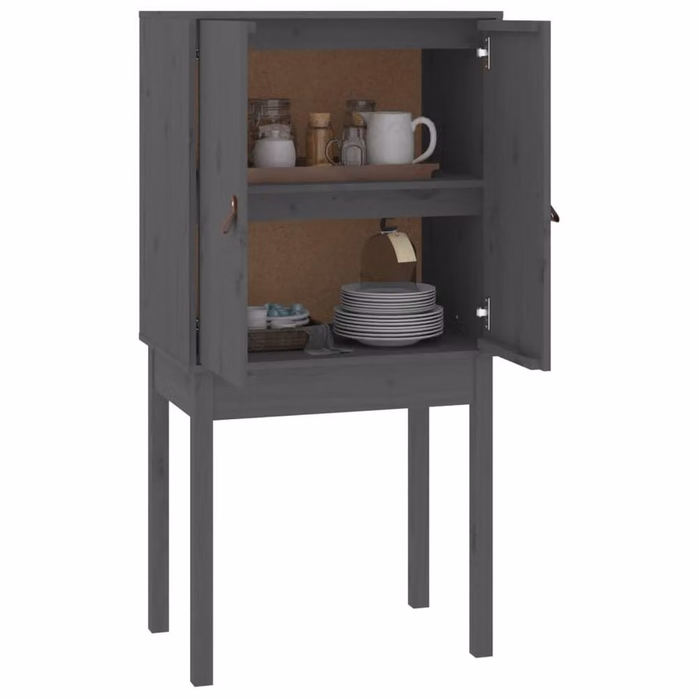 Berkfield Home Grey Solid Wood Pine Highboard, W/D/H: 60 x 40 x 120 cm – 3