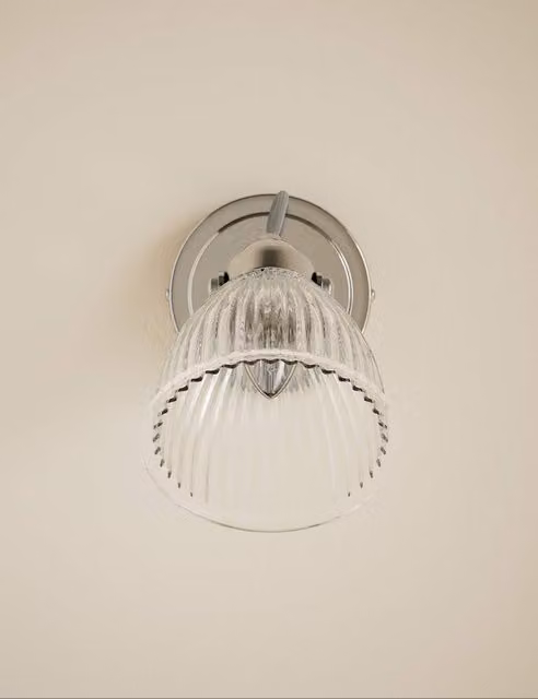 M&S Florence Adjustable Silver Metal and Glass Dome Wall Light