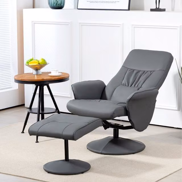 HOMCOM Modern Swivel Recliner Ottoman in Grey