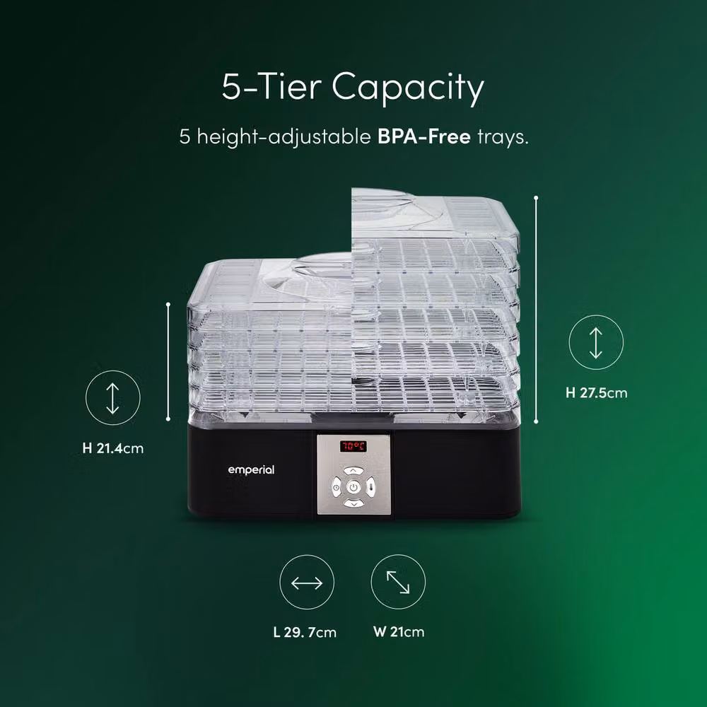 Emperial 6 Tier Food Dehydrator with Digital Display and Timer Control, Black – 4