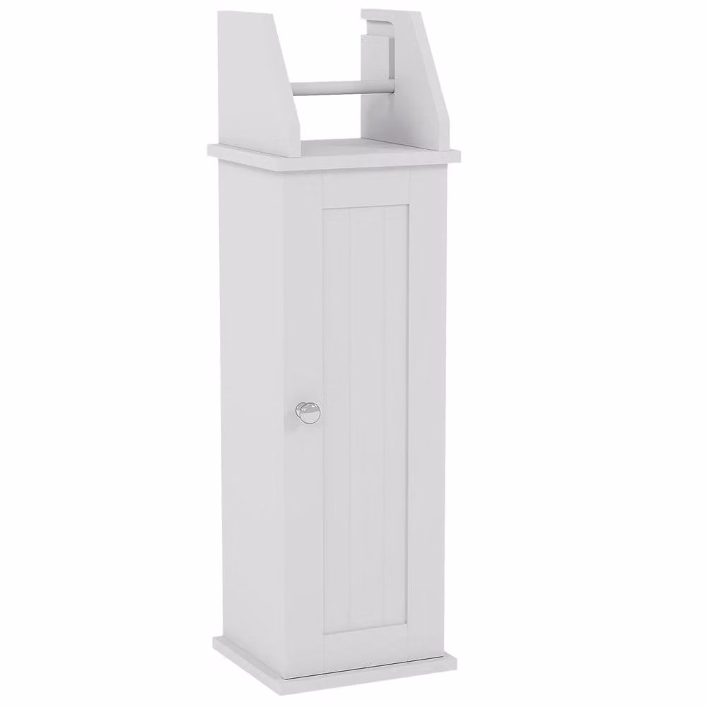 Home Discount Hayle Freestanding Bathroom Furniture Set with Toilet Roll Holder and Cupboard in White – 2