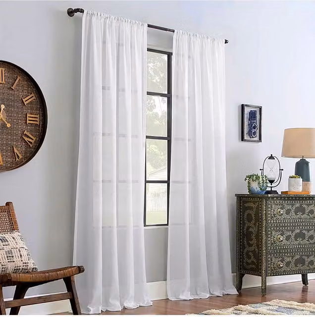 Living and Home 2-Pack White Sheer Voile Rod Pocket Curtains, W: 117 cm, H: 183 cm – 1