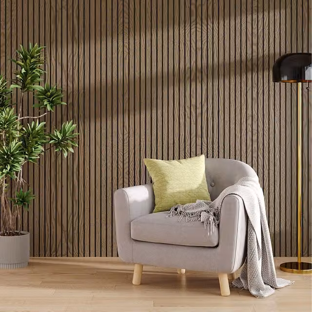 Komore Brown Wood Look Striped Decorative Wall Panel