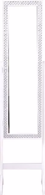 COSTWAY Freestanding White Jewellery Cabinet Armoire with Mirror and Internal Shelves