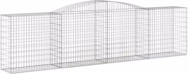 Berkfield Home Decorative Arched Gabion Baskets, 6 Piece Set, Galvanised Steel, Silver, W/D/H: 400 x 50 x 100/120 cm – 1