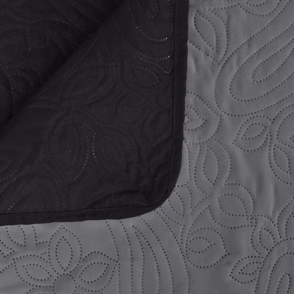 Berkfield Home Reversible Quilted Microfibre Bedspread in Grey and Black, W: 220 cm, D: 240 cm – 4