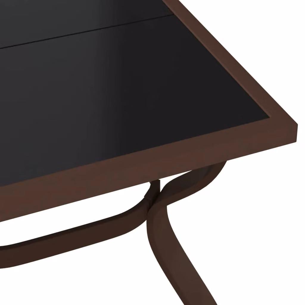 Berkfield Home Garden Table in Brown and Black with Steel and Glass, W/D/H: 140 x 70 x 70 cm – 4