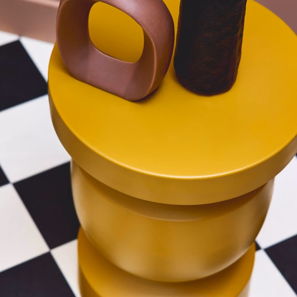 sweeek Metal Side Table in Yellow, Round Geometric Design, W/D/H: 30.5 x 30.5 x 43.5 cm – 3