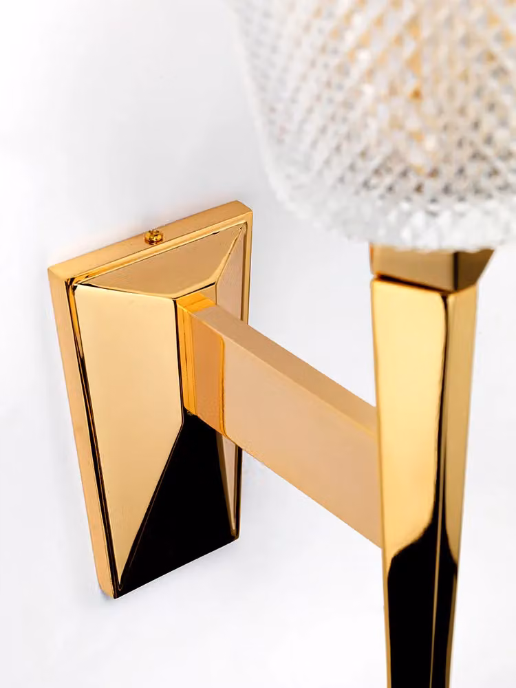 Loops LED Wall Light with Clear Cut Glass Shade in Polished Gold/Brass, IP44 Rated – 2