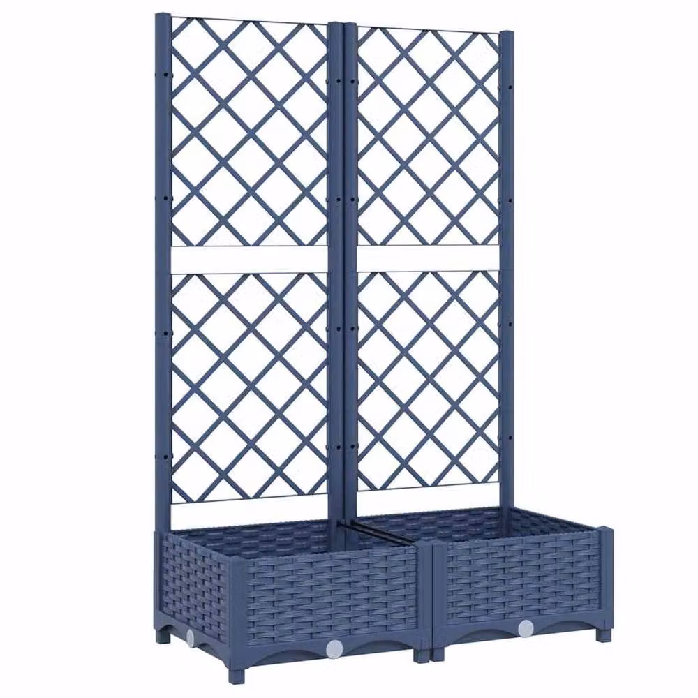 Berkfield Home Garden Planter with Trellis in Dark Grey, W: 80 cm, D: 40 cm, H: 121.5 cm – 3