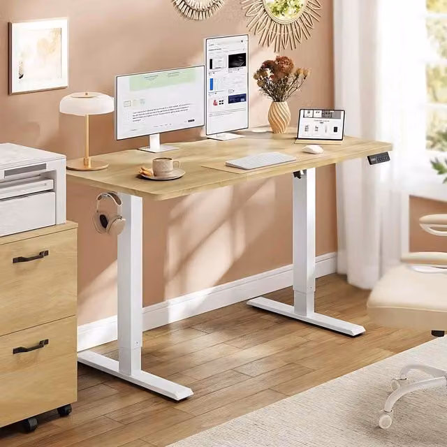 The Bazaarist Electric Sit Stand Desk with Memory Presets in Golden Oak
