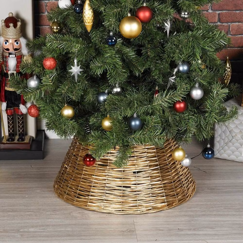 SPETLEK Gold Christmas Natural Large Willow Wicker Woven Rattan Tabletop Decoration, W: 100 cm, D: 60 cm – 2