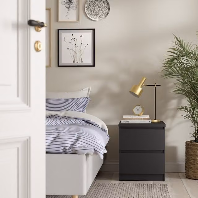 Furniture To Go Naia Modern 2 Drawer Bedside Table in Black