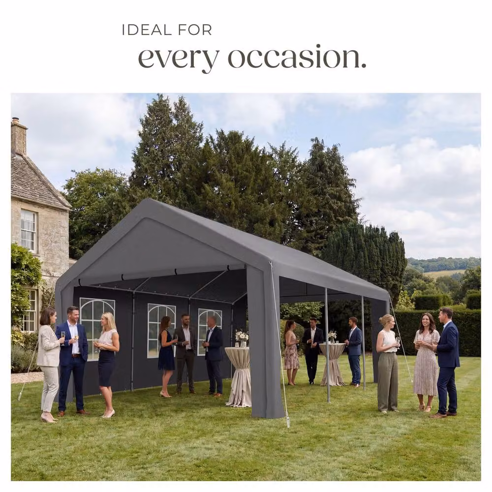 tectake Jasko Gable Gazebo in Grey – 3