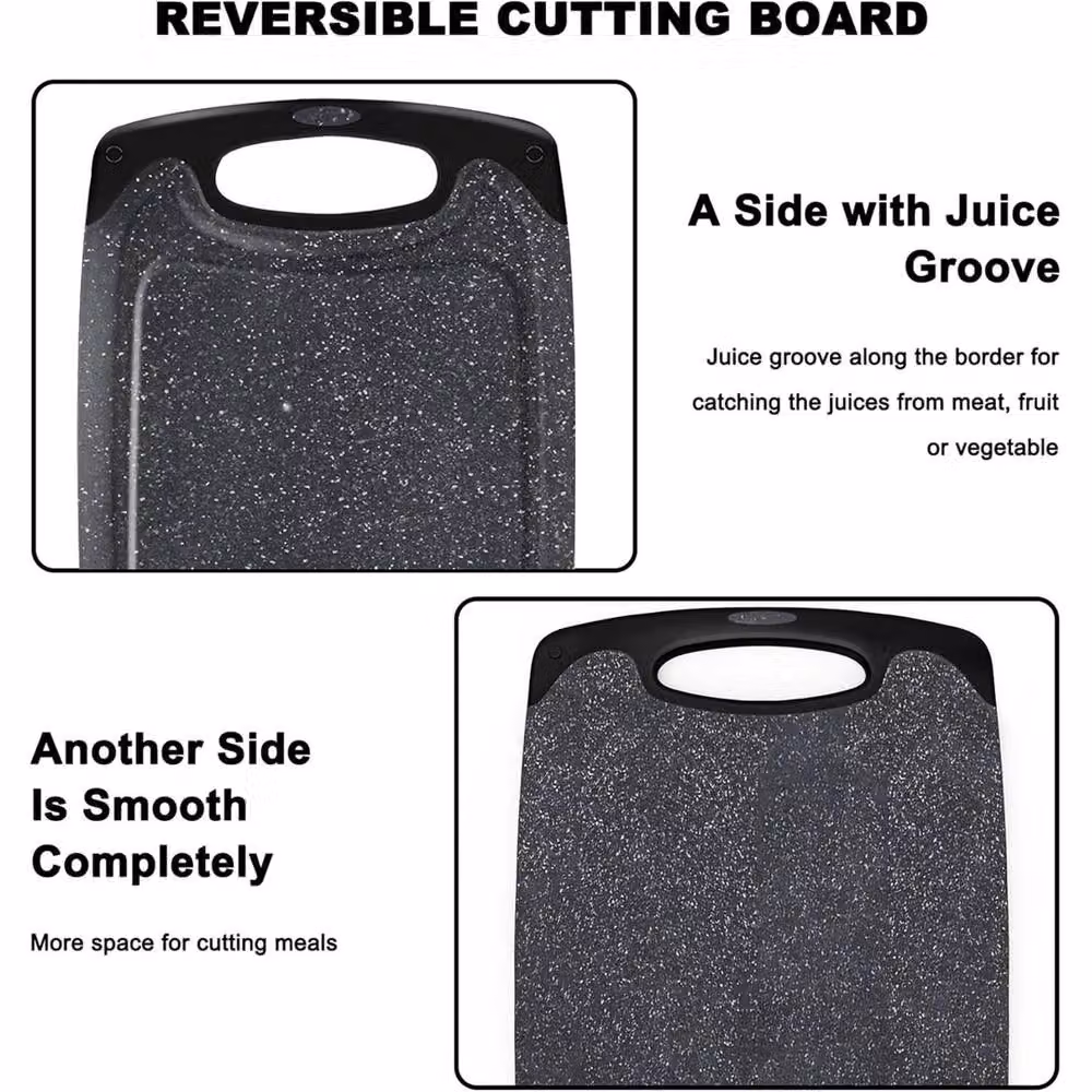 Havendro 3-Piece Non-Slip Plastic Kitchen Cutting Board Set in Grey – 3