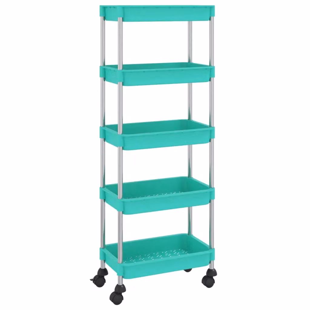 Berkfield Home 5-Tier Kitchen Trolley in Turquoise and Black, W/D/H: 42 x 29 x 128 cm – 2
