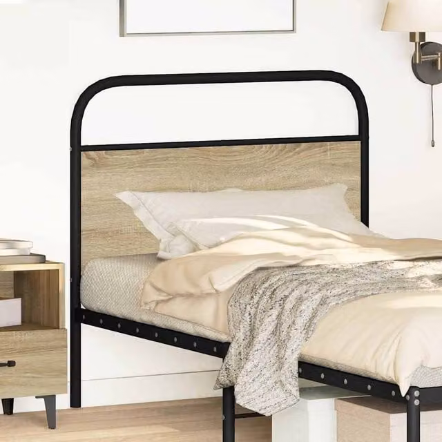 Berkfield Home Sonoma Oak Headboard in Light Tan with Steel and Engineered Wood, Width: 90 cm