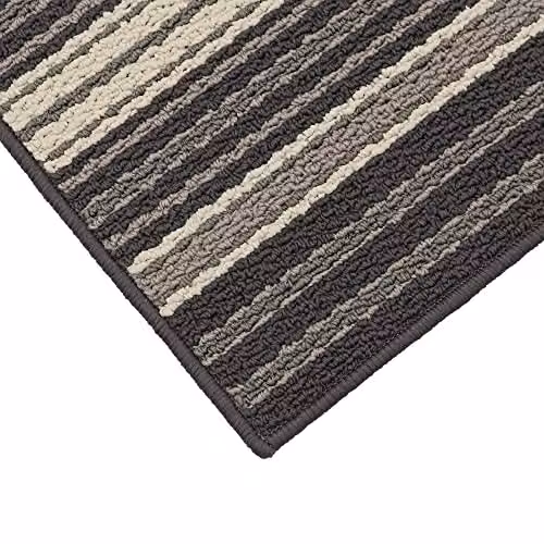 JVL Hubble Striped Machine Washable Latex Backed Doormat, Dusk, W: 40 cm, D: 70 cm – 3
