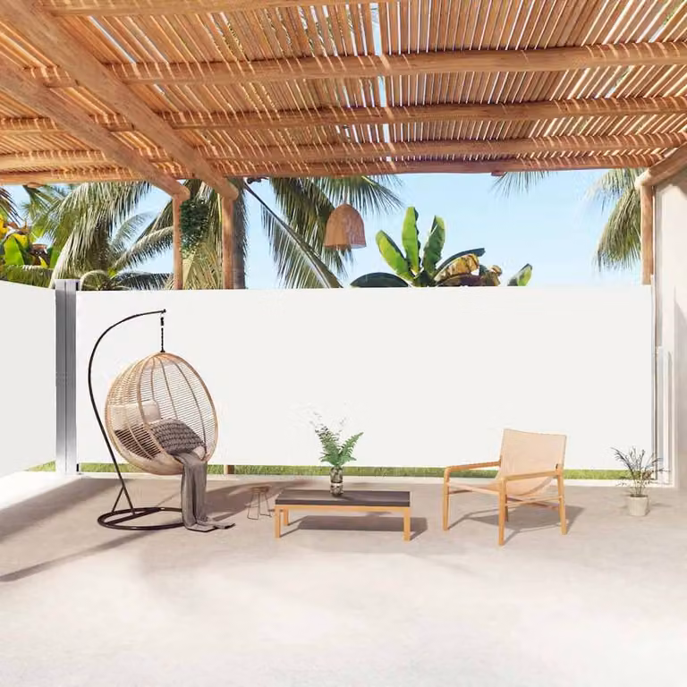 Berkfield Home Retractable Side Awning in Cream, W/D/H: 1000 x 200 cm