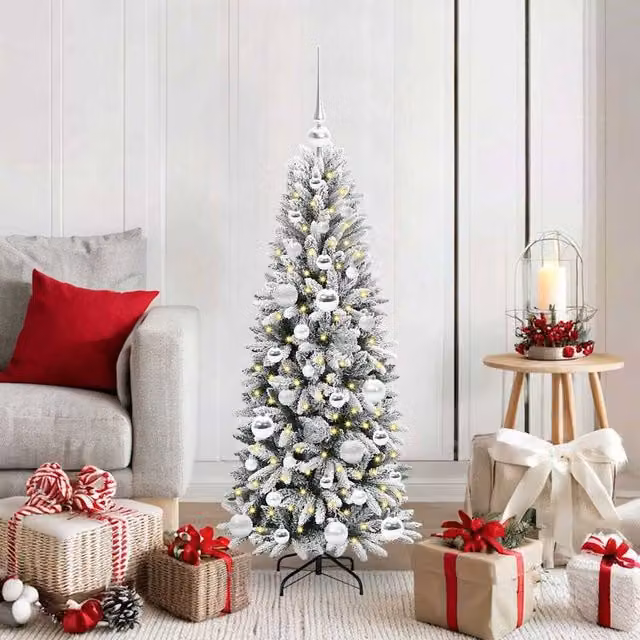 Berkfield Home Artificial Christmas Tree with 150 White LEDs, Green, W/D/H: 53 x 53 x 120 cm
