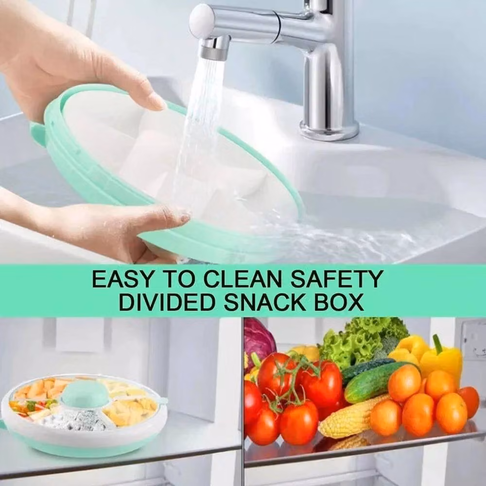 PAWNORA Rotating Snack Container with Compartments, Green – 2