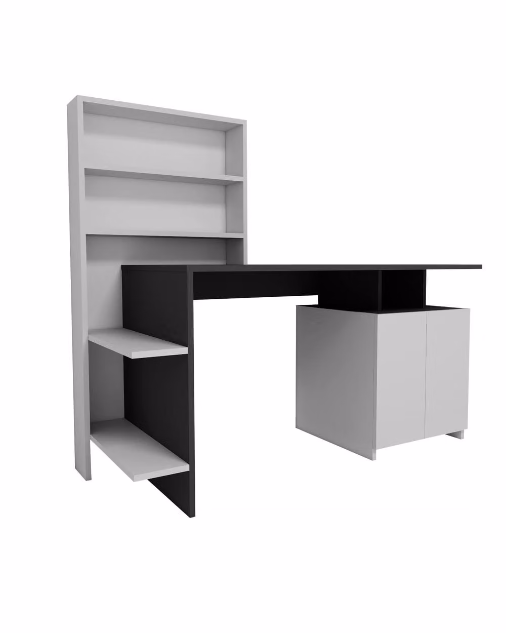 Destina Home Melis Computer Desk in Grey with Cabinets and Shelves – 2