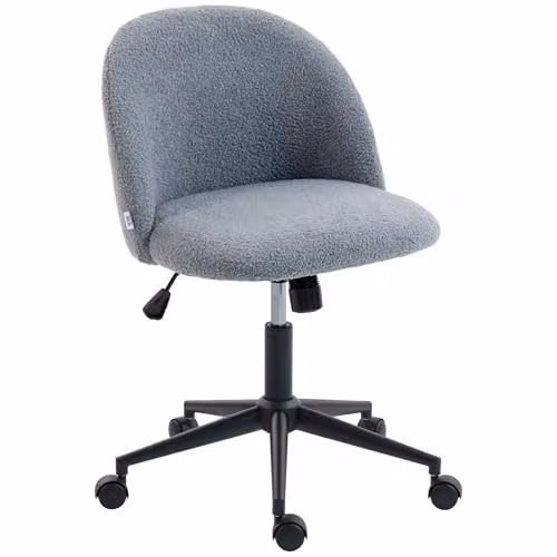 HOMCOM Grey Teddy Fleece Computer Task Chair with 360 Degree Swivel and Height Adjustment, W/D/H: 59 x 59 x 84.5 cm