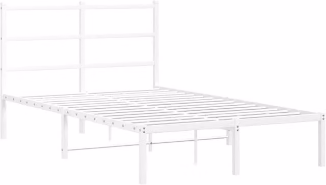 Berkfield Home Metal Bed Frame with Headboard, White, W/D/H: 120 x 190 cm – 1