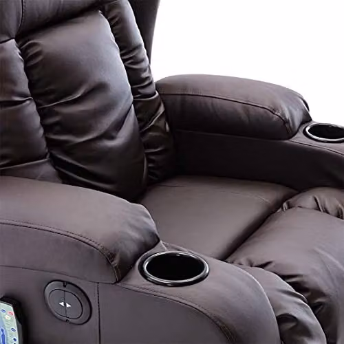 More4Homes Caesar Electric Automatic Recliner with Heat and Massage in Black Bonded Leather – 7