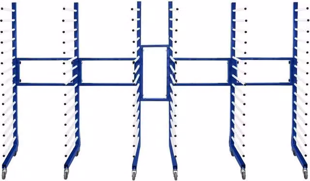 Monstershop Combi Spray Drying Rack Trolley with 3 Trolleys and 2 Connectors in Blue Steel