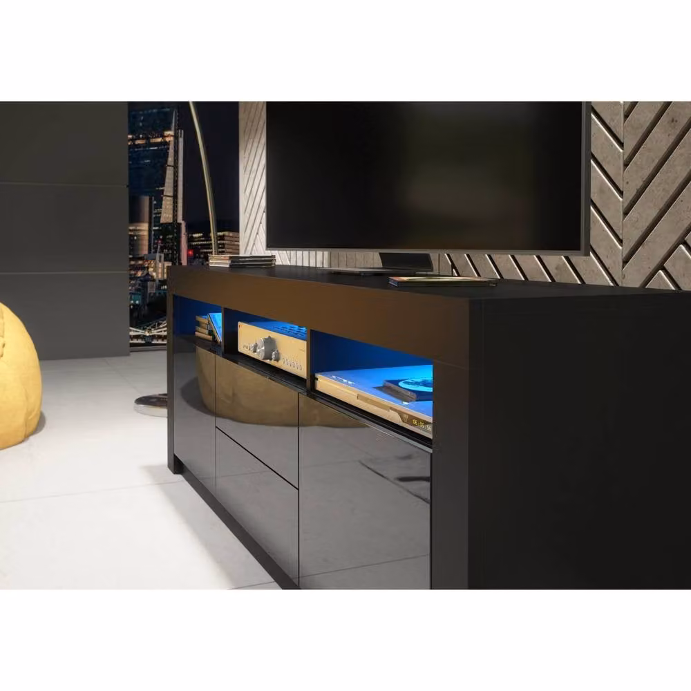 Creative Furniture Shine TV Unit, Black Glossy MDF, W/D/H: 160 x 35 x 60 cm – 3