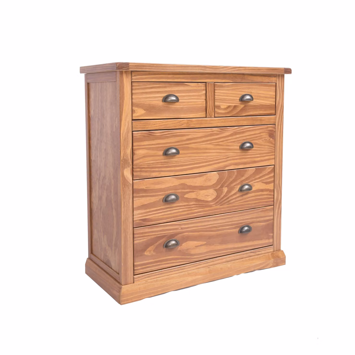 Cabinet Bits Tirolo 5 Drawer Chest of Drawers in Brown Pine with Brass Cup Handles – 2