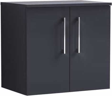 Balterley Level 600mm Wall Hung 2 Door Vanity Unit with Worktop in Matt Dark Grey – 1