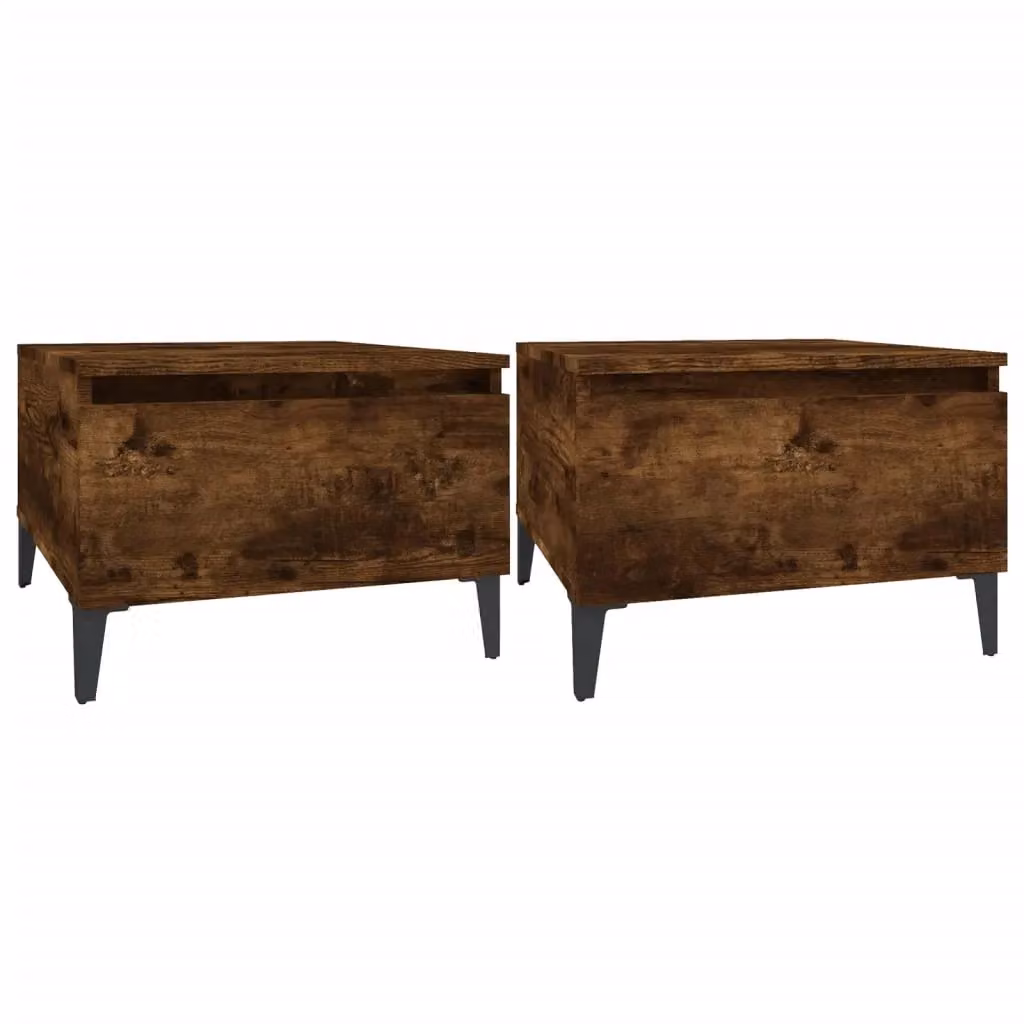 Berkfield Home Set of 2 Smoked Oak Side Tables in Brown, W/D/H: 50 x 46 x 35 cm – 2