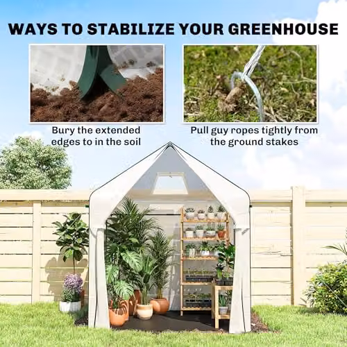 Outsunny Walk-in Greenhouse for Outdoor Vegetable Gardens, White, W/D/H: 160 x 160 x 200 cm – 3