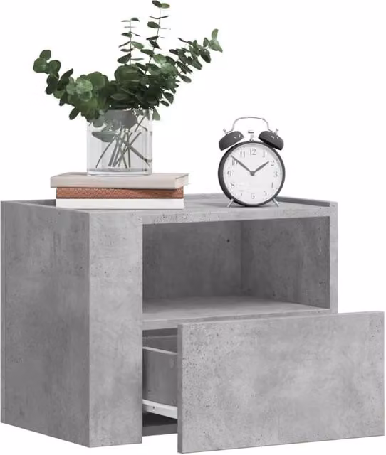 Berkfield Home Wall-mounted Bedside Cabinet, Concrete Grey, W: 45 cm, D: 30 cm, H: 35 cm