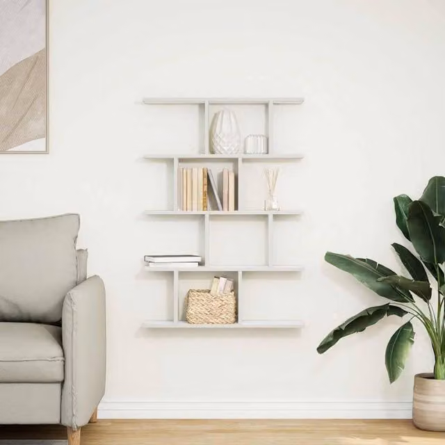 Berkfield Home Wall Mounted 12 Compartment Cube Shelf in White MDF