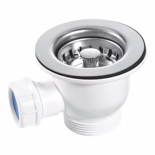 McAlpine 1 1/2 inch Mini Basket Strainer Waste in White or Stainless Steel