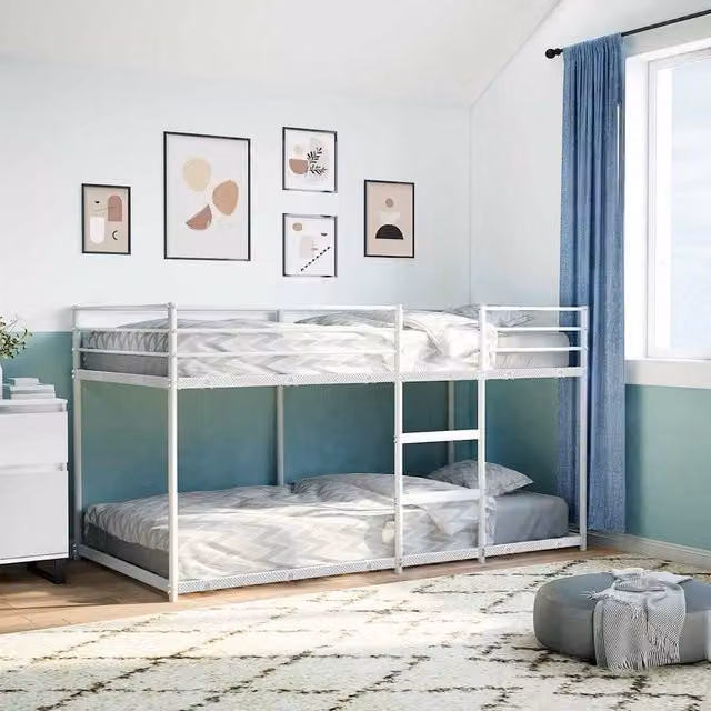 Berkfield Home White Metal Breathable Bunk Bed without Mattress W/D/H: 200 x 100 x 111 cm – 1